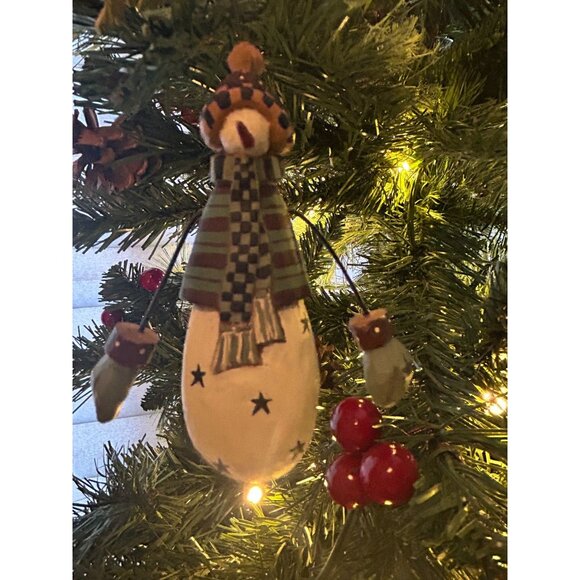 Vintage Williraye Studio Snowman Ornament With Snowflake Hanging Decor For Chris - Picture 3 of 6
